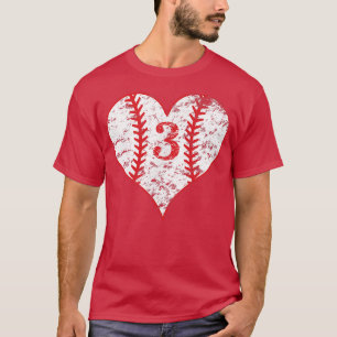 Vintage Love Baseball Mom 3 Baseball Heart Number  T-Shirt