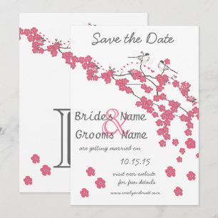 Vintage Love Bird Cherry Blossom Save the Date Invitation
