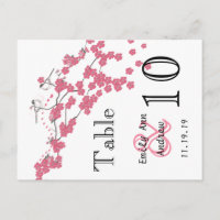 Vintage Love Bird Pink Cherry Blossom Table Number