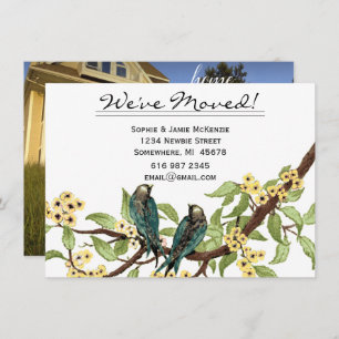 Vintage Love Bird Your Photo on Back We Have Moved Invitation