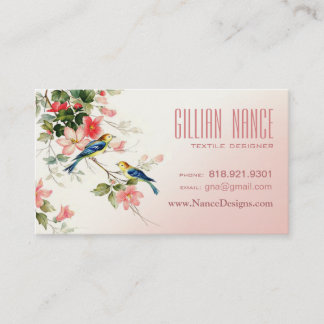 Vintage Love Birds | blush pink white Business Card