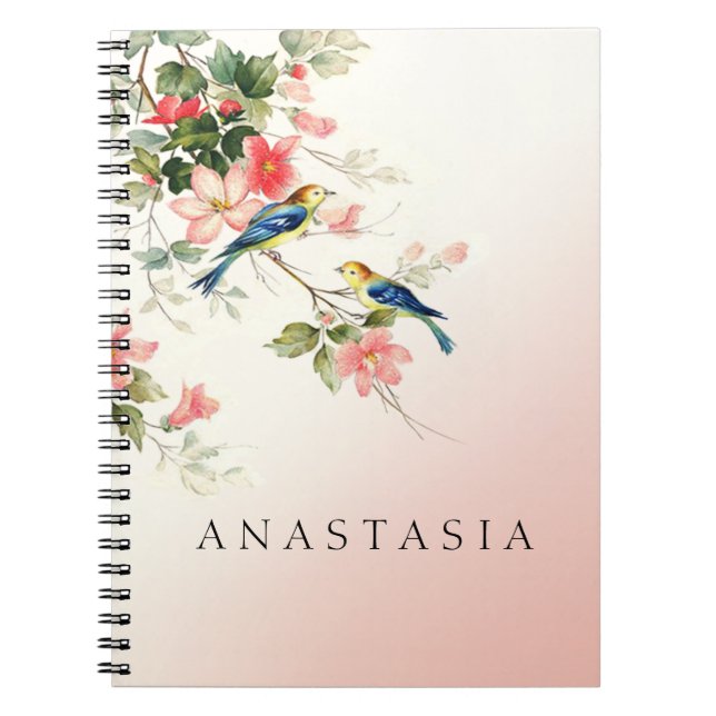 Vintage Love Birds | blush pink white Notebook (Front)
