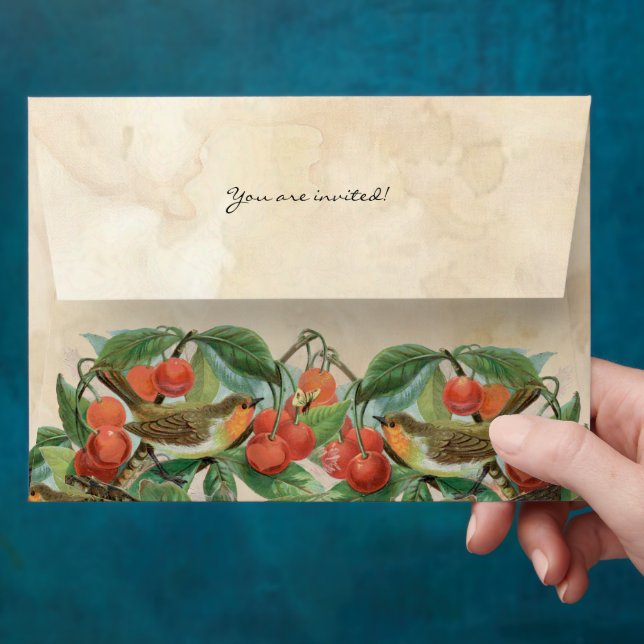 Vintage Love Birds Cherry Tree Envelopes (Hand)