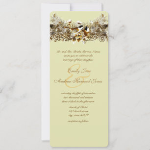 Vintage Love Birds Chickadees Wedding Invitation