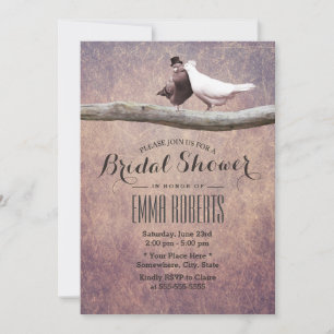 Vintage Love Birds Elegant Bridal Shower Invitation