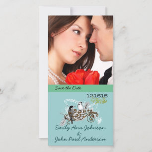 Vintage Love Birds Save the Date Your Photo