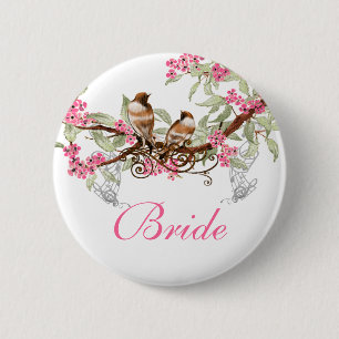 Vintage Love Birds Wedding Badges 2 Inch Round Button