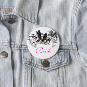 Vintage Love Birds Wedding Badges 3 Inch Round Button