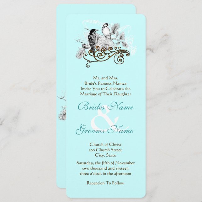 Vintage Love Birds Wedding Invitation (Front/Back)