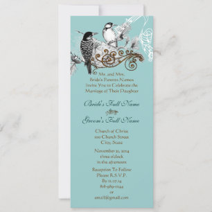 Vintage Love Birds Wedding Invitation