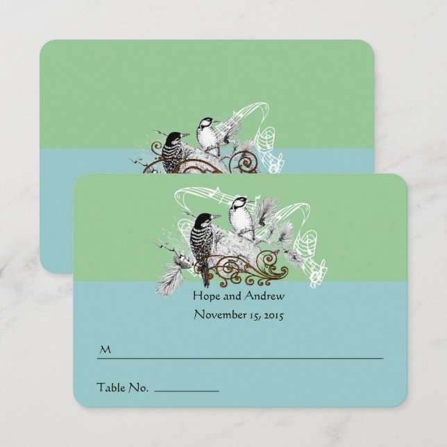 Vintage Love Birds Wedding Place Card (Front/Back)