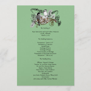 Vintage Love Birds Wedding Program