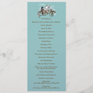 Vintage Love Birds Wedding Program