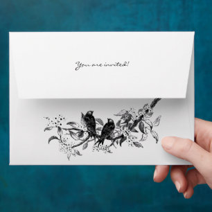Vintage Love Birds White Flower Branch Envelopes