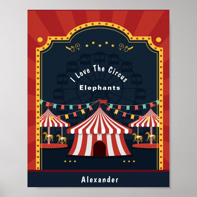 Vintage Love Circus Carnival Red White Blue Poster (Front)
