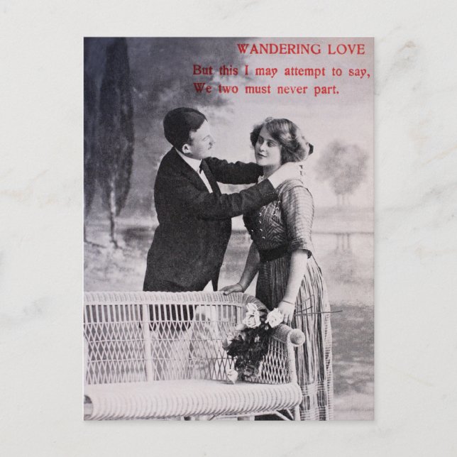 Vintage love couple black and white postcard (Front)