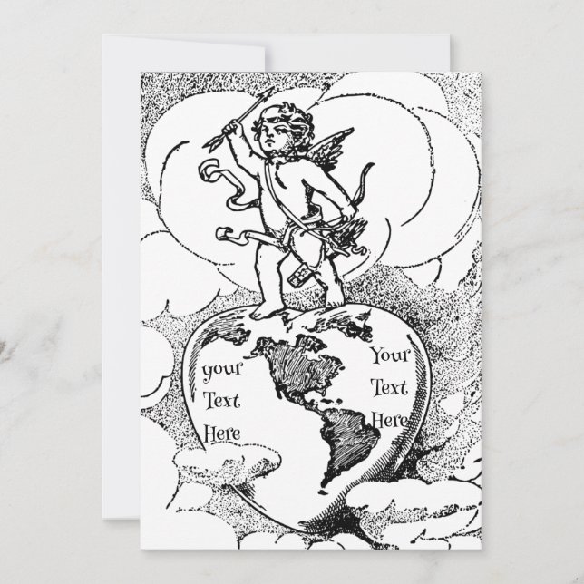 Vintage Love Cupid Wedding Engagement Custom Invitation (Front)
