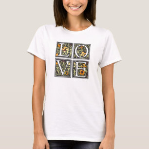 Vintage Love Floral Typography Valentine T-Shirt