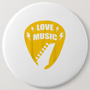 Vintage Love Guitar Music Lover Gift 6 Inch Round Button