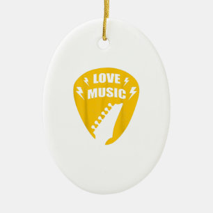 Vintage Love Guitar Music Lover Gift Ceramic Ornament