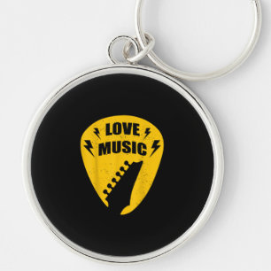 Vintage Love Guitar Music Lover Gift Keychain