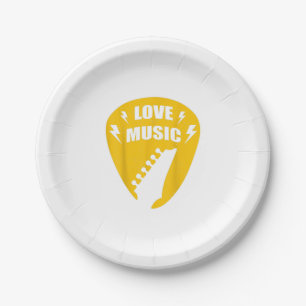 Vintage Love Guitar Music Lover Gift Paper Plate