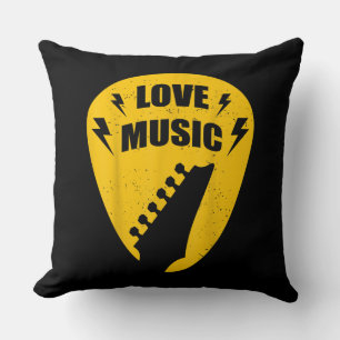 Vintage Love Guitar Music Lover Gift Throw Pillow
