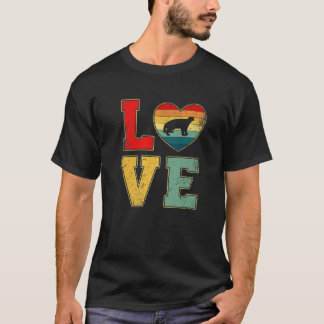 Vintage Love Honey Badger Retro 70S 80S Heart Farm T-Shirt