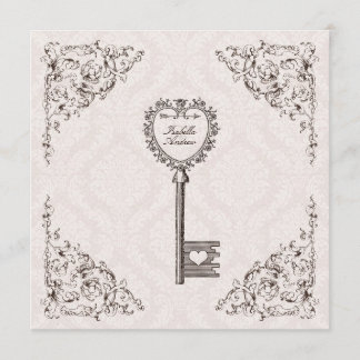 Vintage Love Key Wedding Invitation #V1