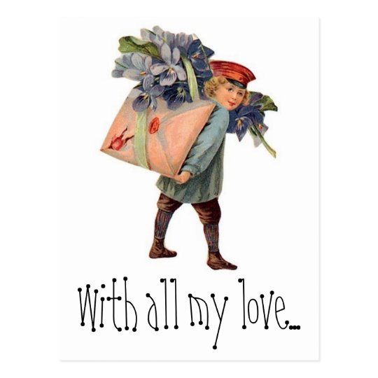 Vintage Love Letter Delivery, With all my love... Postcard