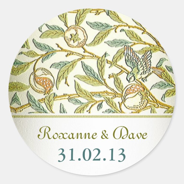 vintage love names and date wedding stickers (Front)