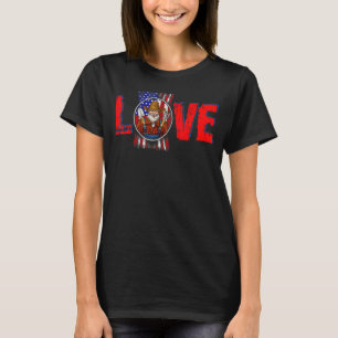 Vintage Love Proud American Flag Farmer 4th Of Jul T-Shirt