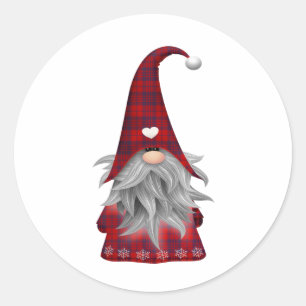 Vintage Love Red Gnome with hearts  Classic Round  Sticker