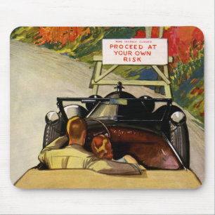 Vintage Love, Road Closed Proceed at Your Own Risk Mouse Pad