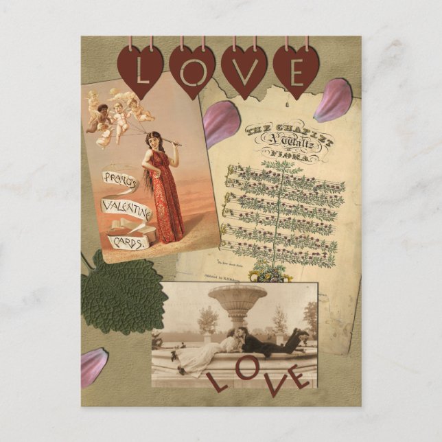 Vintage "Love" Scrapbook Postcard (Front)