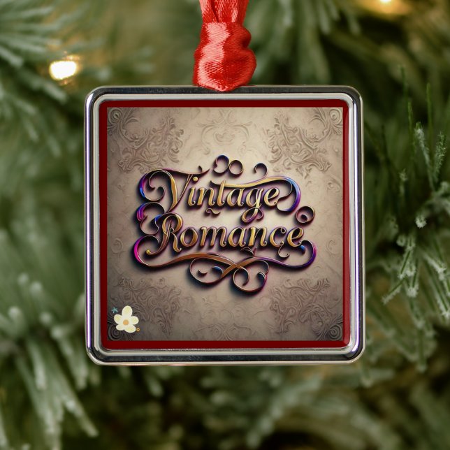 "Vintage Love Story" Metal Ornament (Tree)