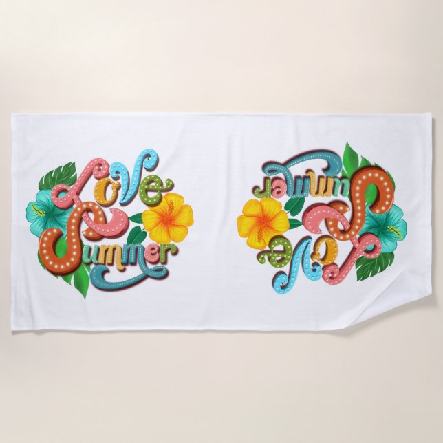   Vintage Love Summer  Beach Towel (Front)
