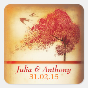 vintage love tree save the date sticker