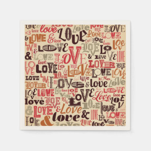 Vintage Love Typography Napkin