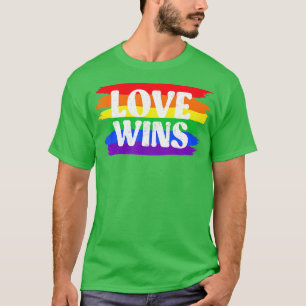 Vintage Love Win Rainbow Peace Sign Pride Lesbian T-Shirt