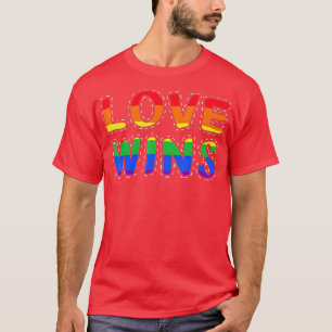 Vintage Love Wins Rainbow Peace Sign Pride Lesbian T-Shirt