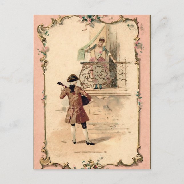 Vintage Lovers Illustration Postcard (Front)