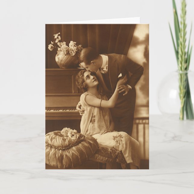 Vintage Lovers,  Love Romance Romantic Music Card (Front)