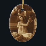 Vintage Lovers,  Love Romance Romantic Music Ceramic Ornament<br><div class="desc">Vintage sepia photograph featuring a love and romance image featuring newlyweds hugging and snuggling together next to a piano listening to music.</div>