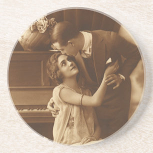 Vintage Lovers, Love Romance Romantic Music Coaster