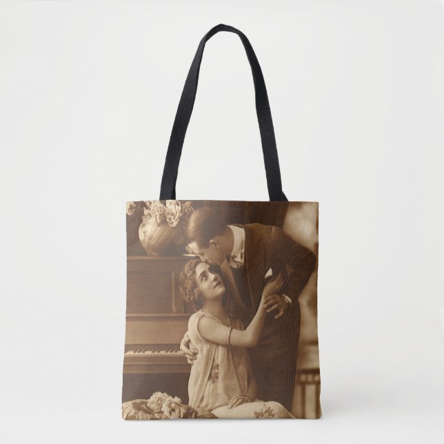Vintage Lovers,  Love Romance Romantic Music Tote Bag (Front)
