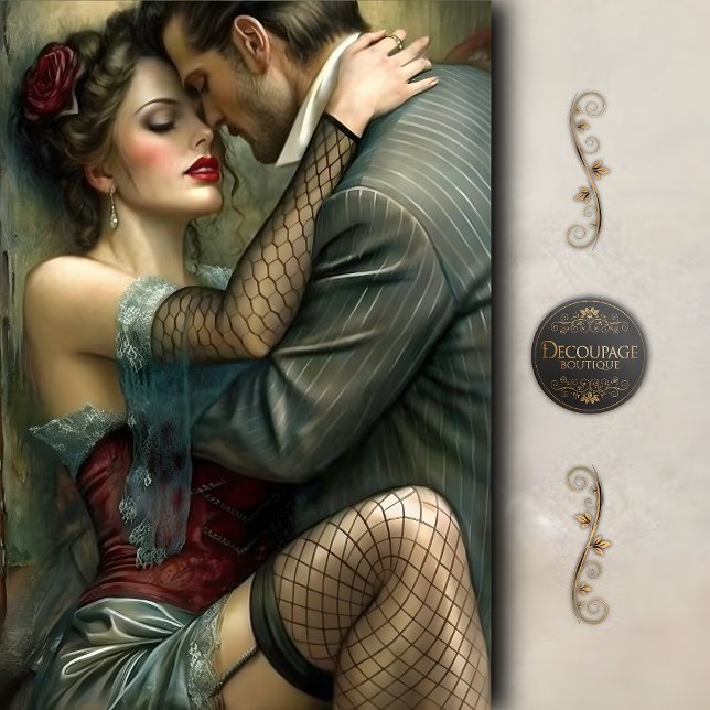 Vintage Lovers Sensual Embrace Decoupage Tissue Paper (Vintage Lovers Sensual Embrace Decoupage Tissue Paper)