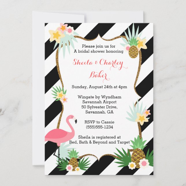 Vintage Luau avec des touches et une invitation à  (Devant)