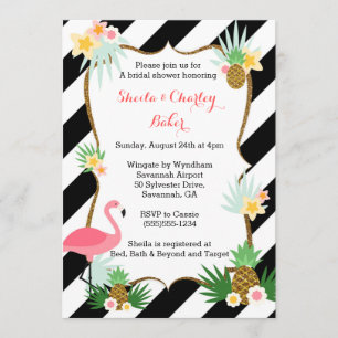 Vintage Luau with Stripes and Glitter Invitation