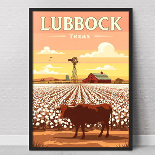 Vintage Lubbock Texas Poster